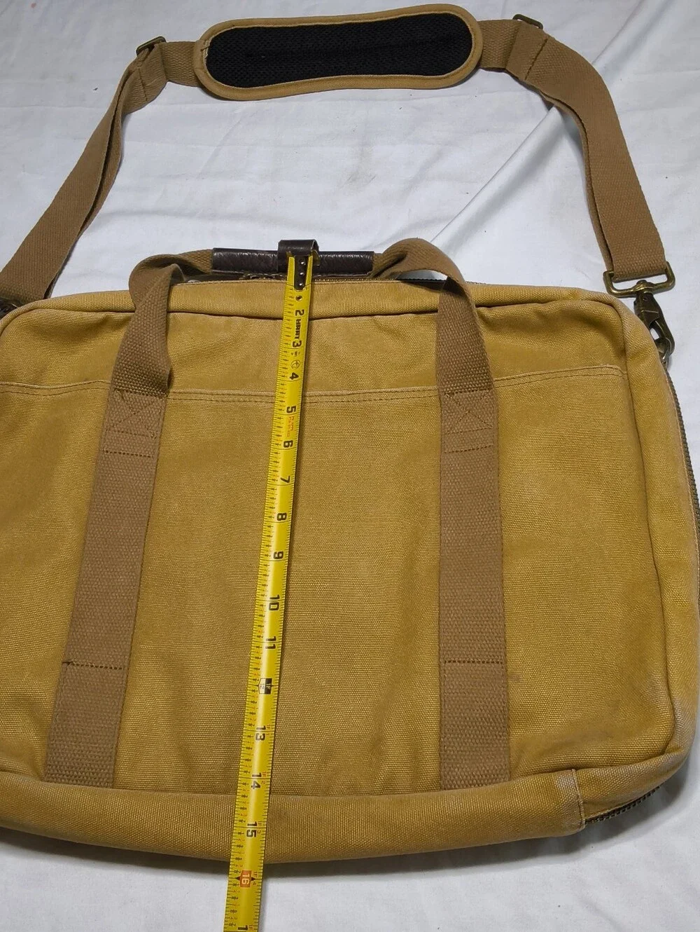 Vintage Lands End Square Rigger Canvas Briefcase Laptop Bag Beige Carry On